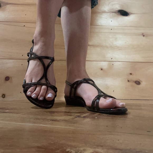 Stuart Weitzman Strappy Tortoise Shell Sandals Size 7.5 - Picture 7 of 11